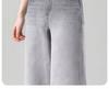 Women's High Waist Gray Wide Leg Jeans - 2025 Summer Slimming Straight Pants