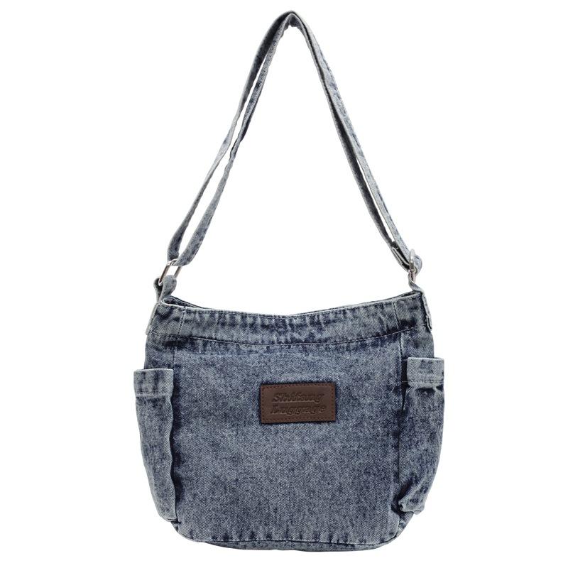Denim Bag Retro Simple Harbour Style Canvas Shoulder Bag Casual Student Crossbody Bag