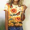 Summer Fashion Flower Rose 3D Print T-shirts Women Streetwear Casual Short Sleeve T Shirt O-neck Tees Tshirt