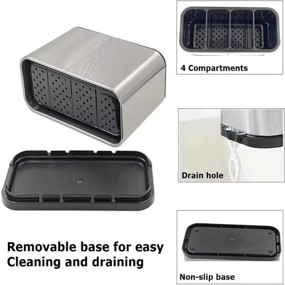 Multifunctional Kitchen Utensil Holder Stainless Steel Spoon Fork Chopstick Holder