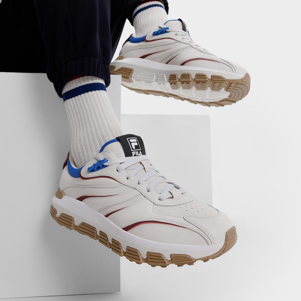 New FILA Pioneer Series Abrasion Resistant Low Top Running Shoes Men's White Red F12M443112FMB