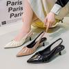 2025 New French Pointed High Heels Thin Heel Bag Head Sandals Women's Summer Soft Leather Pleated Shallow Mouth Empty Single Shoes