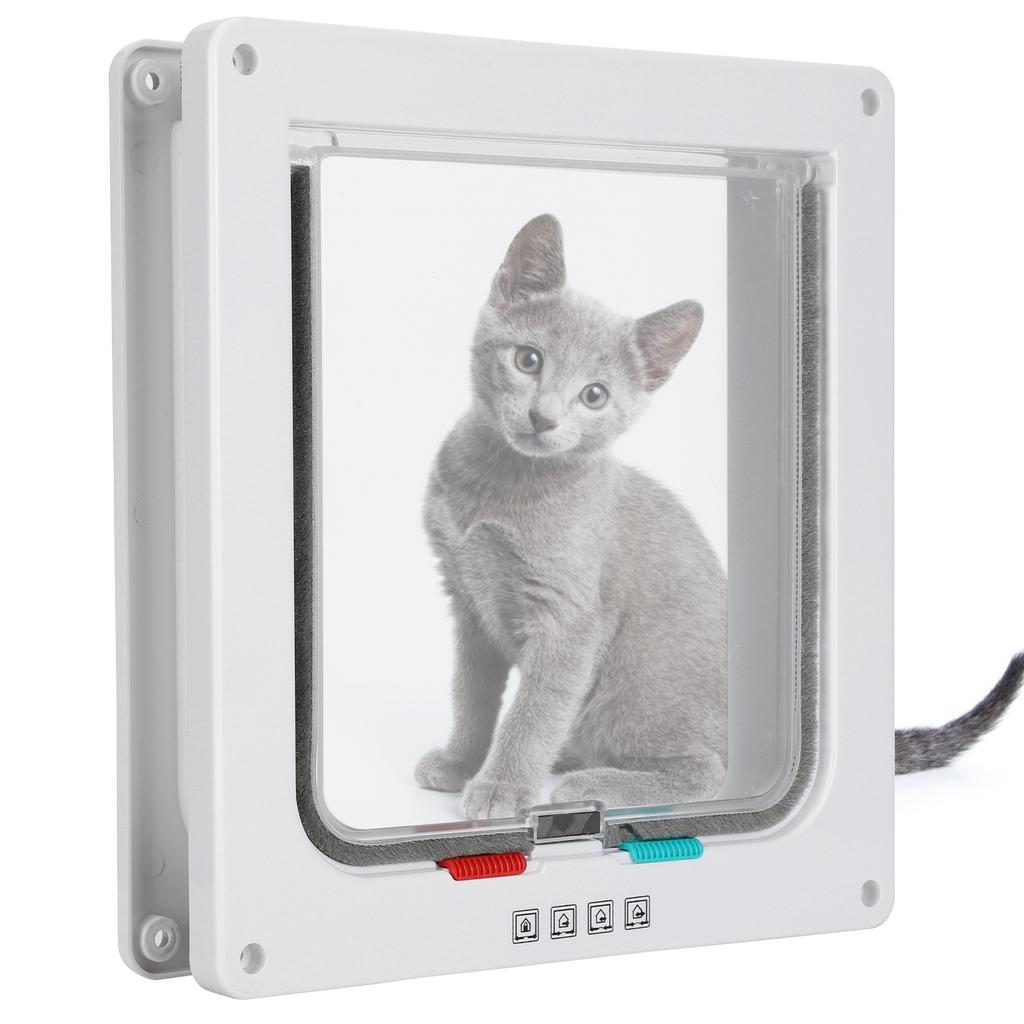 Cat Lock Security Flap Door Cat Flip Door Plastic Small Pet Gate Household Pet SuppliesWhite M
