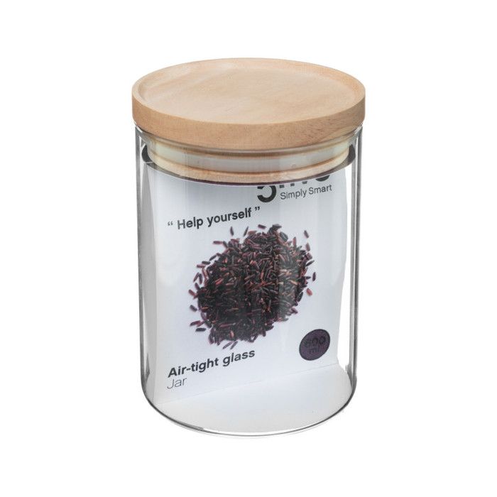 Glass and Wood Storage Jars with Airtight Lid Atmosphera - Airtight Jar 0.6 Liter