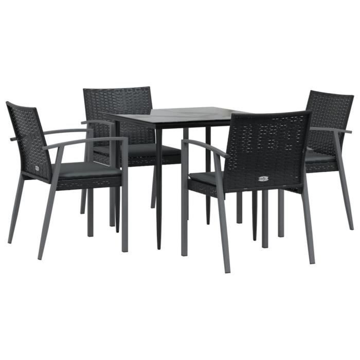 VidaXL Garden Dining Set 5 Pcs Cushions Woven Resin Steel 3186972
