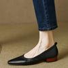 Fashion Women's New Spring and Autumn Square Head Genuine Leather Cowhide Comfortable Low Heel Elastic Large Oxford Single Shoes