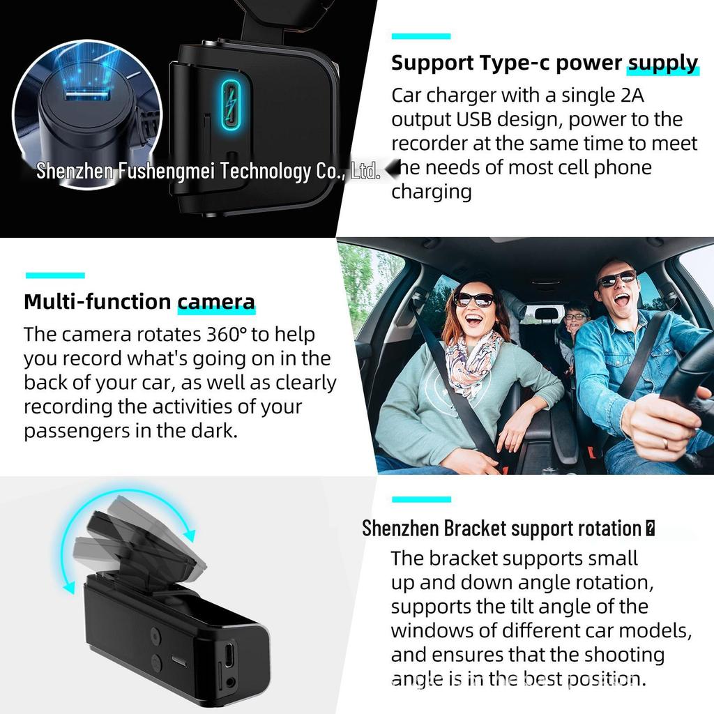 1.47-Inch 4K HD WIFI Dash Cam with GPS, Wireless Dual Lens for Front and Rear Recording