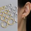 (Pair)P1322W Silver 925 Round Ring Piercing One-Touch Earrings