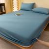 Solid Color Washed Cotton Bed Sheet Cover for Dorms - Single Piece Mattress Protector