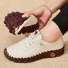 Fashion 2024 New Spring Casual Women Shoes Platform Loafers Lace Up Leather Flats Slip-On Mom Shoe