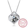 925 Sterling Silver Cube Zirconia Pendant Necklace for Women Gift 45cm Link Chain Choker Collares Kolye S-N76