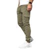 Men Winter Sweatpants Drawstring Waist Fleece-Lined Jogger Pants with Multiple Pockets Solid Color Thick Cargo Pants for Work Street Wear