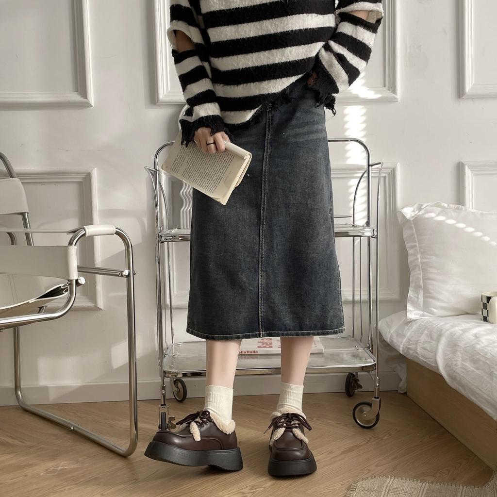 Versatile Thick-soled Velvet Small Leather Shoes for Women's British Style 2025 Autumn and Winter New Models Versatile Mary Jane Single Shoes for Wome