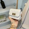 Rhombus Solid Color Chain Small Square Bag Trendy Fashion Shoulder Bag Simple Foreign Style Messenger Women'S Bag