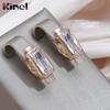 Kinel Big Size Shiny Square Zircon English Earrings For Women Luxury Rose Gold Color Bride Wedding Jewelry