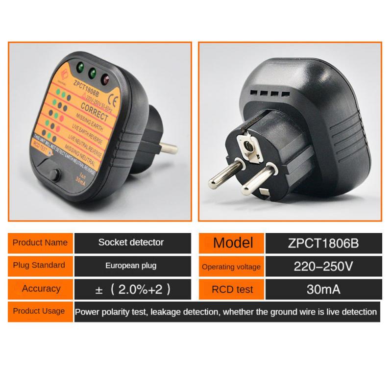 Socket Tester Precise Detect Faults Easily Ensure Electricity Safety Convenient 3-pin Uk Plug Quick And Easy Testing Efficient
