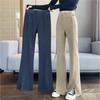 Women's Fleece-Lined Chenille Corduroy Flare Pants with Slits, Autumn/Winter 2024 Style