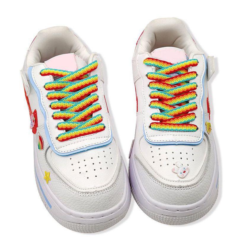 Colorful Flat Shoelaces for Shoes Rainbow Sneakers Laces Gradient Color Low-Cut High Top Canvas Casual Shoelace Shoe Accessories