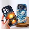For Honor 90 Lite P30 Pro Infinix Hot 30 40 40i 40 Pro Smart 8 Pro Vivo V29e V30e Painting Starry Night Sunset Cream Texture Soft Silicone Case