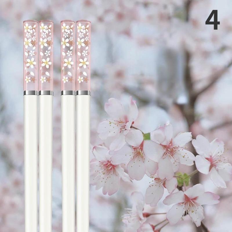 Amber Sakura Chopsticks Antibacterial Anti-slip High Temperature Resistant Reusable for Sushi Food ChopsticksTableware
