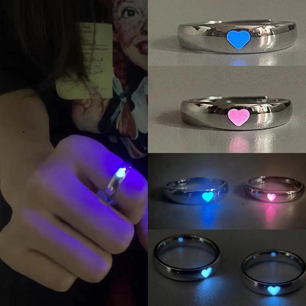 2023 Luxury Shining Love Ring Glow Nightclub Girl Lovely Elegant Ring Gift Party Punk Y2K Fashion Valentine Ring European Fluorescent Gloss Holiday