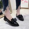 Spring Korean Version Bow Pointed Casual Low-top Single Shoes Women's Flat Bottom Shallow Mouth Simple Foot Cover Commuter Women's Leather Shoes