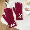 New Solid Color Gloves For Women In Winter Versatile For Students Cute Five Finger Knitted Knitted Couple Touchscreen Cute Warm Cycling