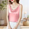 Women Bottoming Vest V-Neck Sling Sleeveless Smooth Satin Tops Imitation Silk