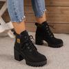 British Style Short Sleeved Women's Boots 2024 New Autumn and Winter Casual Motorcycle Boots Lace Up Short Boots for Women Traf