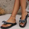 New Summer Fashion Casual Bow Women's Slippers Sexy Solid Color Flat Bottom Open Toe Flip Flop Sandals NO:5588-1