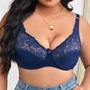 Sexy Ultra-thin Solid Color Lace Hollow Large Size Bra Gather Steel Ring Comfortable Underwear Adjustable Ladies Underwear 36BC-44BC