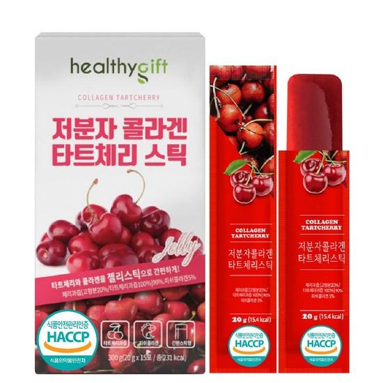 Low Molecular Weight Collagen Tart Cherry Jelly Stick 1 Box 20gx15 Packets, 15 Packets, 300g, 1 unit,Korean Health Food