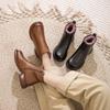 Women's Cowhide Boots Autumn Winter New Thick Sole Plush Insulation Short Boots Fashion Retro Walking Casual Shoes Travel Luxury