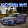 2024 New 1:24 Nissan GTR R34 Skyline Supercar Alloy Metal Diecast Car Model Toy Racing Car Simulation Sound Light Vehicle  Childrens Gift