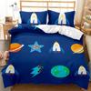 Astronaut Duvet Cover Set, Space Bedding Set for Kids Boys, Sky Galaxy Themed Comforter Cover, Queen/King/Twin Size Quilt Cover