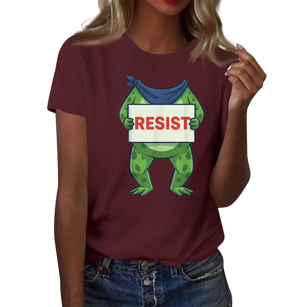 Women's Printed Round Neck Short Sleeve Top