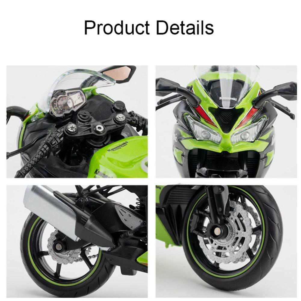 1/12 Kawasaki NIJIA ZX6R Motorcycle Alloy Car Toy Model Front Wheel Left Right Steering Rear Wheel Suspension Vehicle Kids' Gift