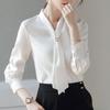 Women Spring Autumn Style Blouses Shirts Lady Casual Long Sleeve Bow Tie Collar Blusas Tops
