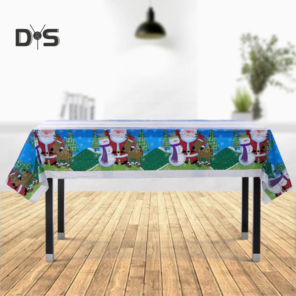 Waterproof Santa Snowman Tablecloth Dinner Table Cover Decor