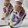 Colorful Embroidered Low-Top Sneakers Wedge Heel Running Shoes