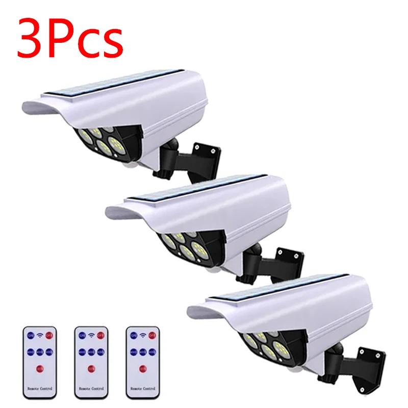 77LED Solar Motion Sensor Security Light Outdoor Dummy Camera Wireless Flood Light Waterproof Lamp For Home Garden,1/2/3PCS