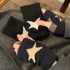1/2 Pairs Y2K Knitted Half Finger Star Gloves  Autumn Winter Warm Women Mittens Five Pointed Star Fingerless Gloves Fashion Soft