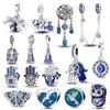 Charms Plata De Ley 925 Evil Blue Eyes Silver Virgin Pendant Ocean Charm of Original Fits Women Anniversary DIY Jewelry