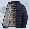 Self Heating Down Jacket Men Windproof Pleated Down Jackets Stand Collar Classical Warm Winter Jackets