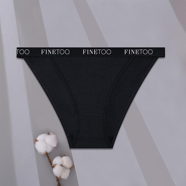 FINETOO 1PC Women's Cotton Panties S-XL Low-Rise Waffle Underwear Sexy Letter Briefs Ladies Comfortable Panties Female Lingerie