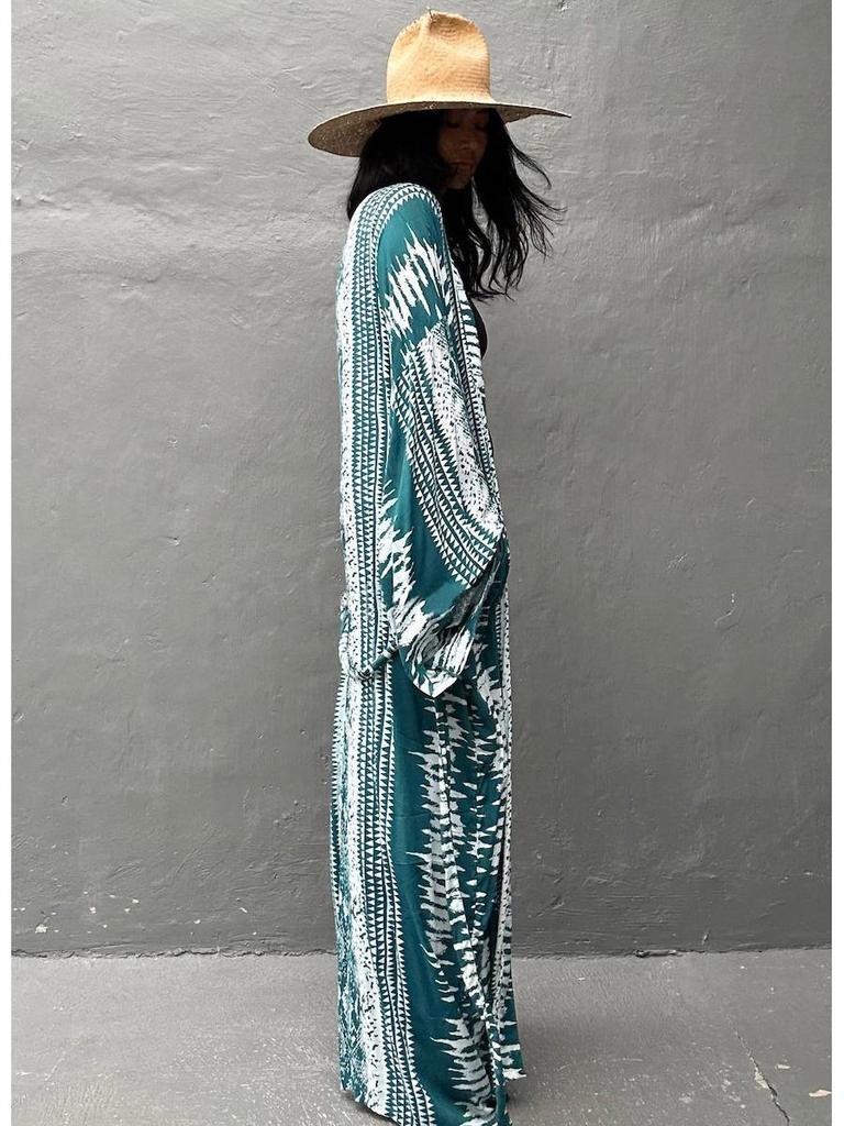 European-American Cotton Print Sun Protection Shirt & Bikini Cover-Up