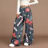 Women's Casual Fashion Christmas Print Elastic Waist Loose Plush Wide Leg Pants