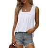 2024 Women's Sleeveless Square Collar Vest T-Shirt, Solid Color Swallowtail Suspenders Top