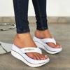 Summer Women's Wedge Heel Thick Bottom Flip Flops Platform Slippers Outdoor Leisure Platform Height Increasing Sandals Plus Size 35-43