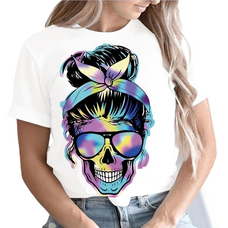 Summer Round Neck 3D Print Top Fashionable Casual Short Sleeved Women's T-shirts
